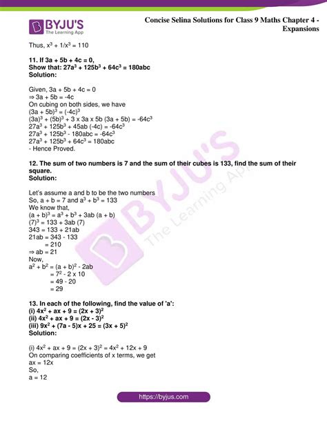 Selina Solutions Class 9 Concise Maths Chapter 4 Expansions Download