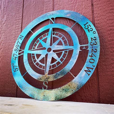 Custom Metal Compass Rose With Coordinates American Aftermarkets
