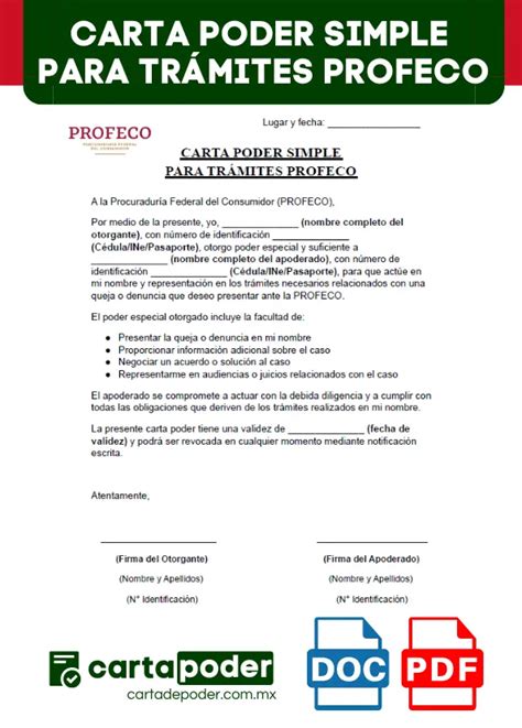 Carta Poder Simple Para Tr Mites Profeco