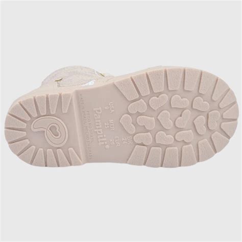 Bota Coturno Infantil Feminina Pampili Rubi Paetê Nude Bege