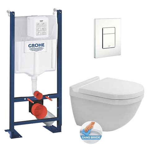 Grohe Pack Bâti autoportant WC Duravit Starck3 rimless fixations