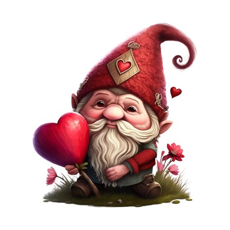 Valentines Day Gnome Holding Love Red Heart 22881943 Png