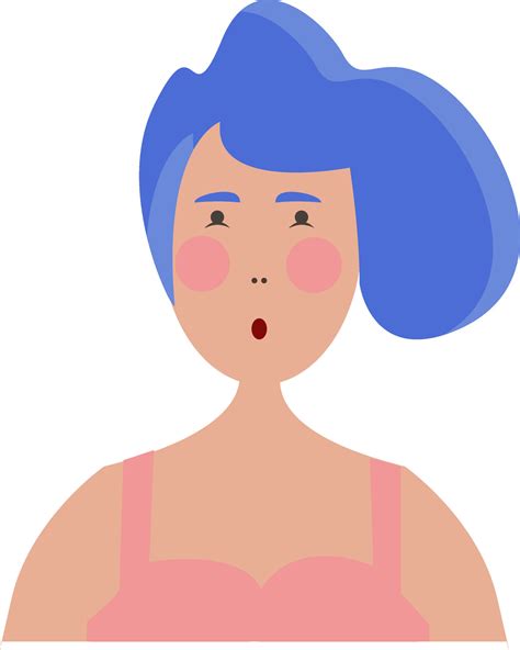 A woman has dyed her hair and eyebrows in striking blue color vector