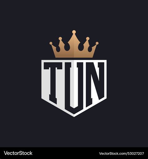 Luxury Tun Logo With Crown Elegant Initials Vector Image