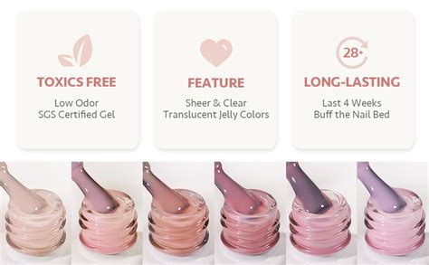 GAOY Jelly Nude Pink Gel Nail Polish Set Of Transparent Colors Sheer Gel Polish Kit Amazon