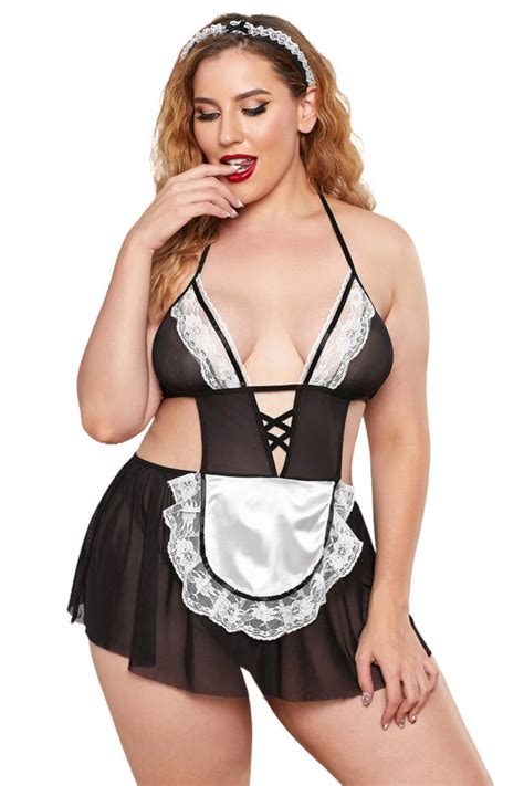 Sexy French Maid Costume Lingerie Leopard Lace Australia