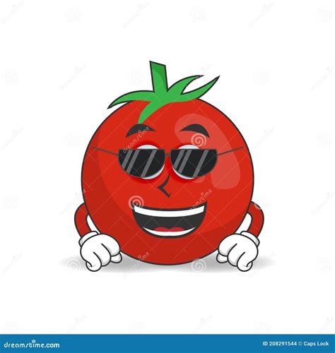 Tomato Mascot Character With Sunglasses Vector Illustration Stock