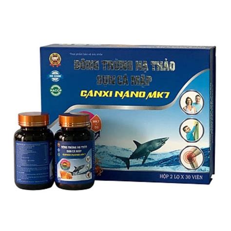 Đông trùng hạ thảo sụn cá mập Canxi Nano MK7 hộp 2 lọ x 30 viên