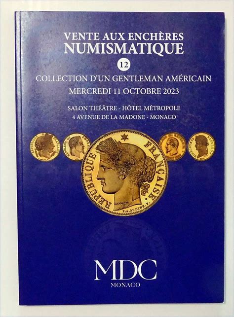 未使用に近い オークションカタログ VENTE AUX ENCHERES NUMISMATIQUE 12 MDC社 MONACO 2023