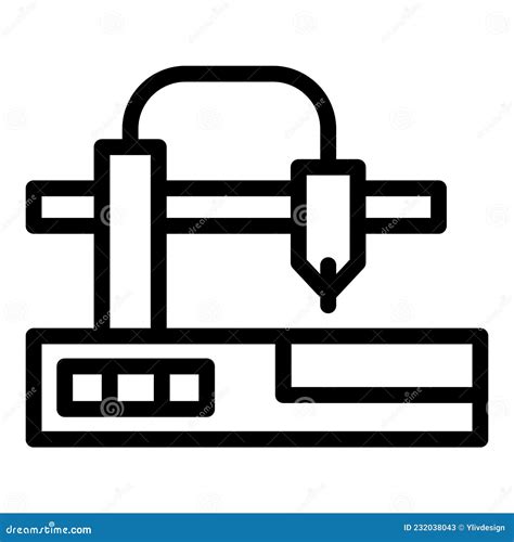 Printer Cnc Machine Icon Outline Vector Lathe Equipment Stock Vector