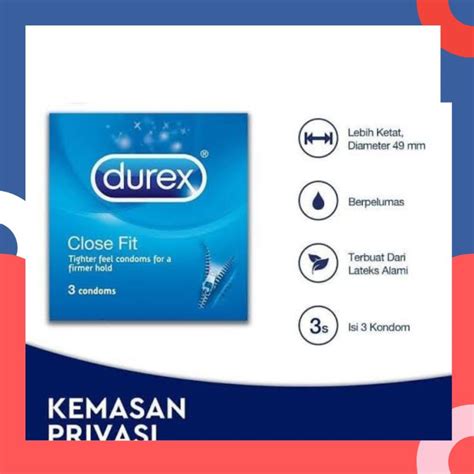 Jual Durex Close Fit Isi 3 Pcs Ukuran Lebih Kecil 49mm Shopee Indonesia