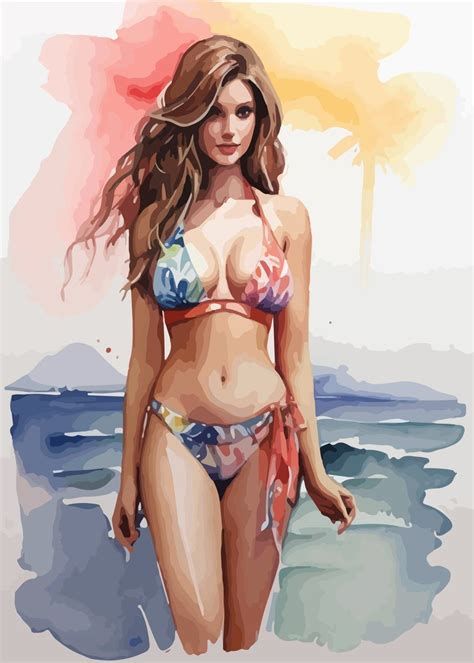 Sexy Girl In Bikini Poster Picture Metal Print Paint By Nebranix Displate