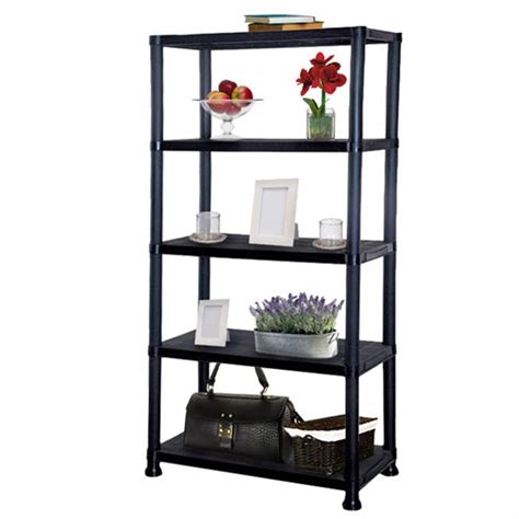 Tier Black Plastic Heavy Duty Shelving Racking Storage Unit