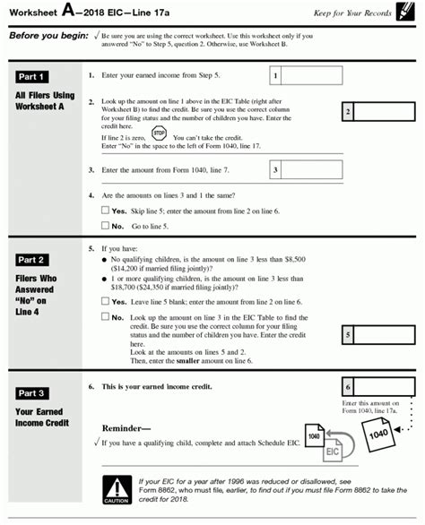 Worksheet For Filing Taxes