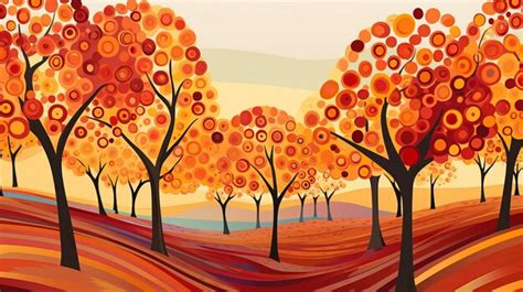 Premium AI Image | an abstract painting of trees in the fall