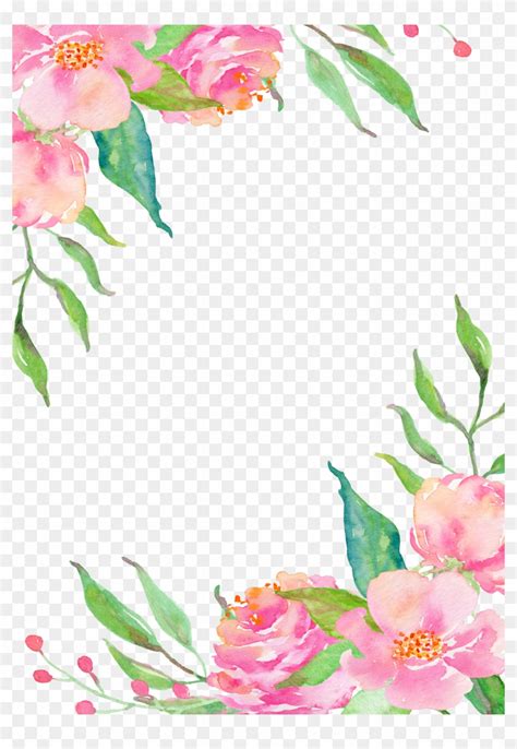 Pink Flower Borders Watercolor Flower Border Png Free Transparent