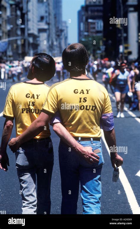 Gay Pride 1980s USA Two Gay Men At A Gay Parade Gay Is Proud Slogan