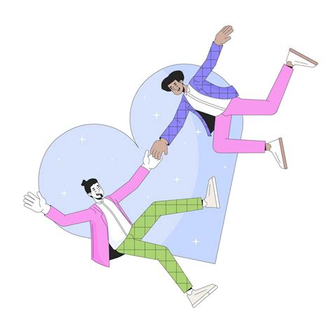 gay hombres que cae a primero visión d lineal ilustración concepto homosexual novios dibujos