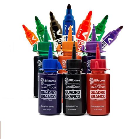 Tinta Marcador Quadro Branco - Kit Tinta Marcador de Quadro Branco 100ml + Pincel Pilot Vboard ...