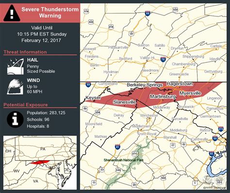 Severe Thunderstorm Warning including Hagerstown MD and Martinsburg WV ...