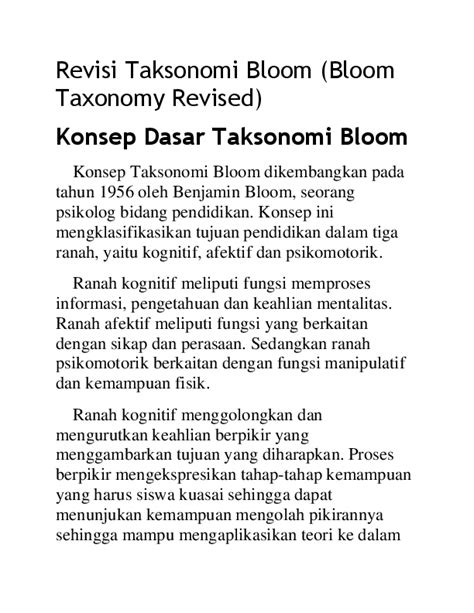 Psikomotor Taksonomi Bloom Terbaru Pdf Penerapan Taksonomi Bloom