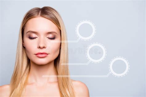 Close Up Portrait Beautiful Ideal Clean Pure Flawless Skin She Her Woman Face With Elegant Nude