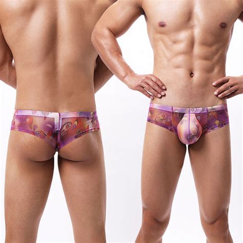 Print Sheer Cheeky Bikini Men S Underwear With Pouch Colors Available Ebay