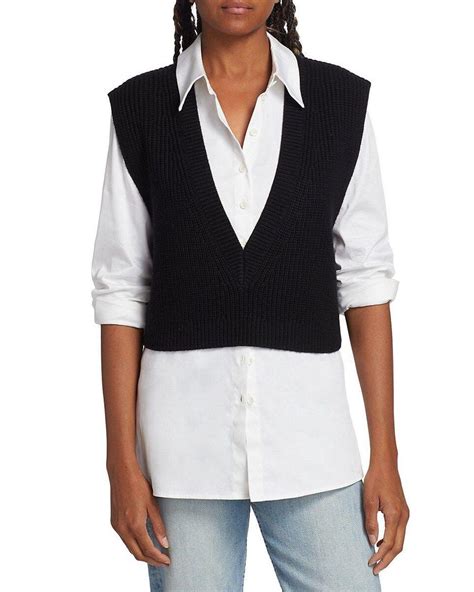 Alice Olivia Alice Olivia Orly Sweater Vest In Black Lyst