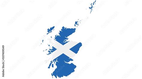 Scotland Map With Flag Texture On White Background Illustration