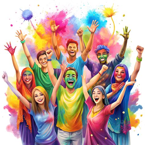 People Celebrating Holi Festival Illustration, Holi Festival