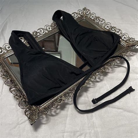 Zara Black Bikini Top Size M L Black Triangle Depop