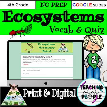 Ecosystems Vocabulary Words And Quizzes Digital Print Science Vocab