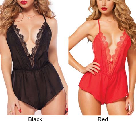 Sexy Backless Mesh Women Intimate Lace V Shape Teddy Bodysuit Sling Lingerie Women S Sexy