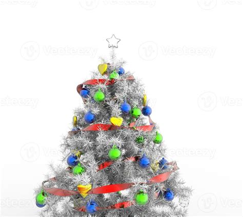 White Christmas Tree With Colorful Decorations 31201172 Stock Photo at ...