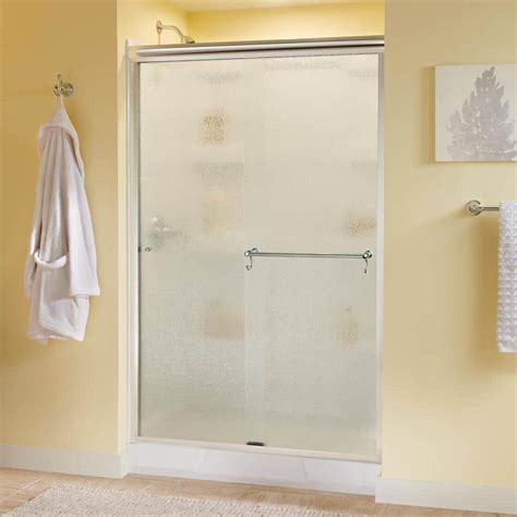 Delta Portman 48 In X 70 In Semi Frameless Sliding Shower Door In Chrome With Rain Glass