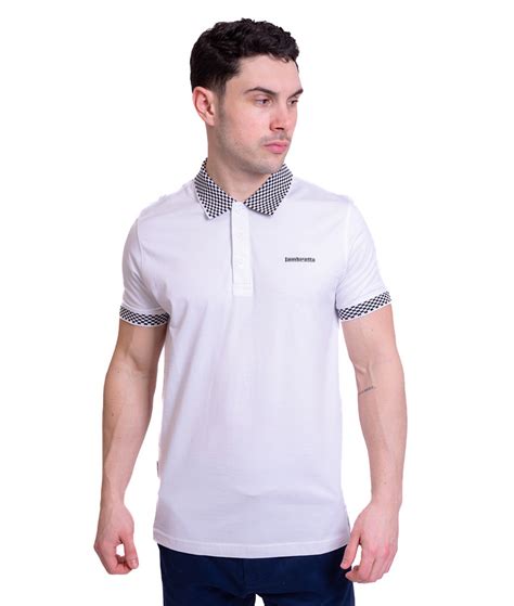Lambretta White Two Tone Collar Polo Shirt Modfellas Clothing