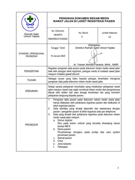 Sop Pengisian Rm Rawat Jalan Pdf
