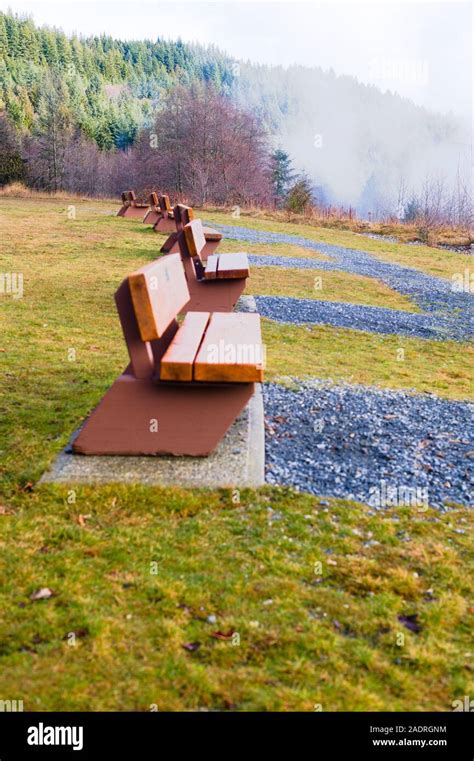 Park Benches With A View Of Vancouver Stock Photo Alamy
