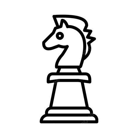 Chess Knight Line Icon Vector Chess Game Strategy Png And Vector