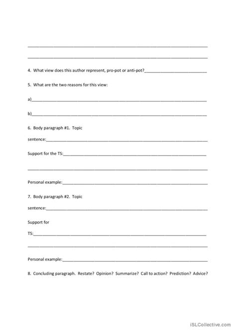 Sample Argumentative Essay Creative English Esl Worksheets Pdf Doc