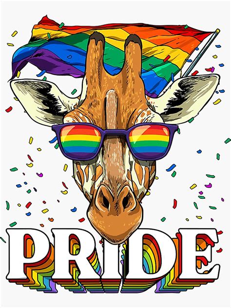 Lgbt Giraffe Gay Pride Lgbtq Rainbow Flag Sunglasses Sticker For Sale By Skylerkason Redbubble
