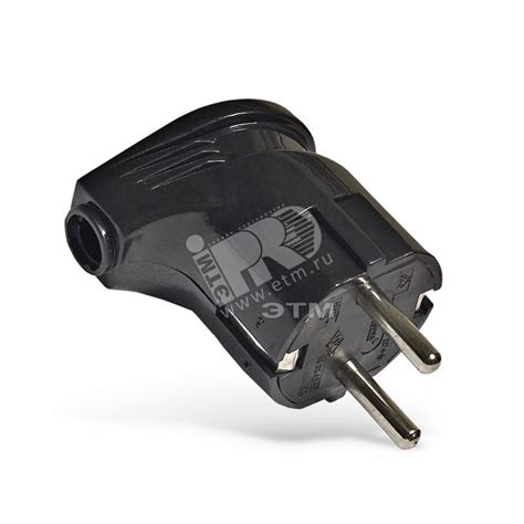 Вилка угловая с заземлением черная 16А 250В артикул А0105 UNIVersal ...