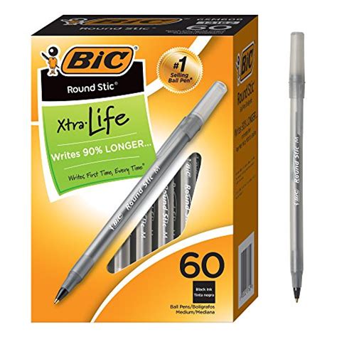Bic Round Stic Ball Pens Stick Black Medium Point Box Of 60 — Deals