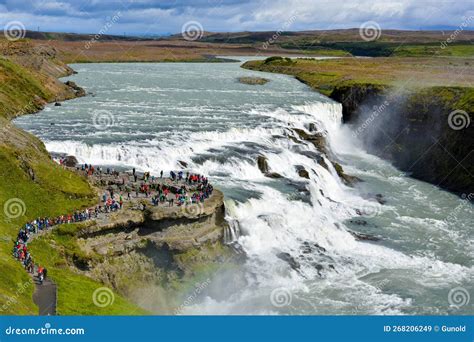 Gullfoss Waterfall In Iceland A Tourist Attraction Editorial Stock