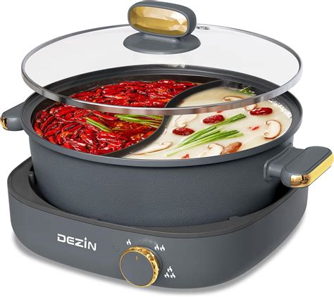 Amazon Dezin Hot Pot Electric With Divider L Electric Shabu Shabu With Dual Flavor Pot