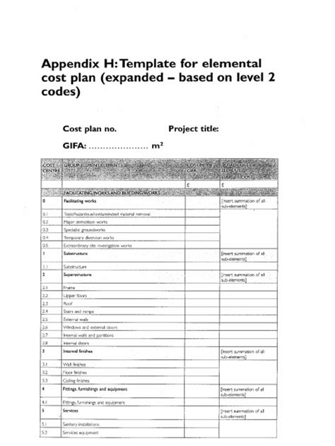 Cost Plan Template Pdf