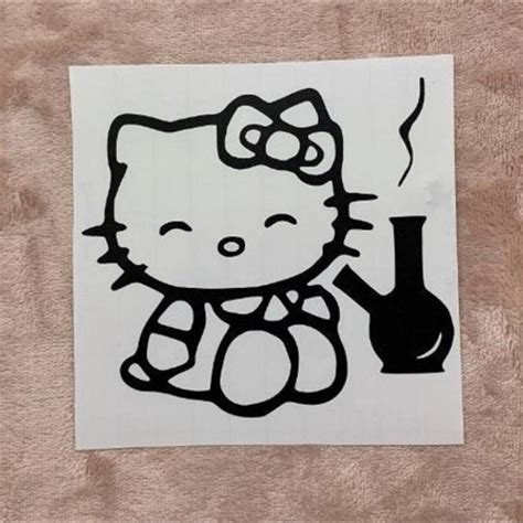 Cute Funny Stoner Hello Kitty 420 Car Decal Depop
