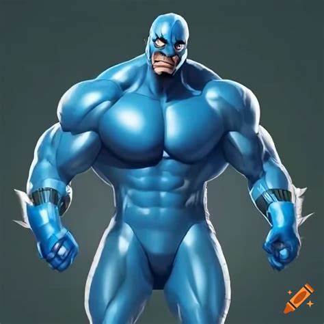 A Blue Clad Superhero With Sharp Eyes And Powerful Body On Craiyon