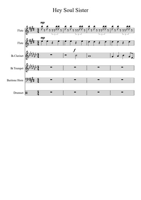 Hey Soul Sister Sheet Music For Flute Clarinet Other Trumpet Other