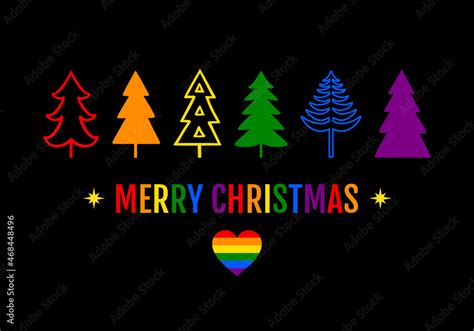 Rainbow Christmas Trees LGBT Pride Gay LGBTQ Vector Card Stock Vector Adobe Stock